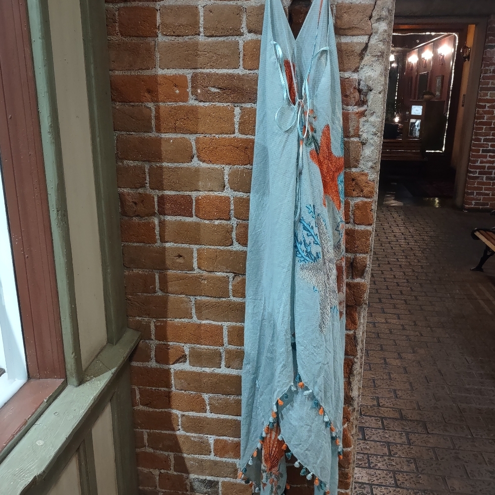 Aratta Cami Dress With Tassel Trim In Ocean View Print - Picture 6 of 11
